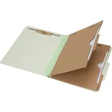 National Industries For the Blind 7530016006973 — SKILCRAFT Legal Recycled Classification Folder - 8 1/2 x 14 - 6 Fastener(s) - 2 Fastener Capacity for Folder, 1 Fastener Capacity for Divider - 2 Divider(s) - Pressboard - Light Green - 30% Recycled - 10 / Box