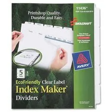 National Industries For the Blind 7530016006981 — SKILCRAFT 5-tab Index Maker Dividers - 5 Print-on Tab(s) - 8.5 Divider Width x 11 Divider Length - Letter - White Divider - 1 / Set