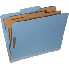 National Industries For the Blind 7530014181314 — SKILCRAFT Tyvek Reinforced Classification Folder - 8 1/2 x 11 - 2 Expansion - 2 Fastener Capacity for Folder - 2 Divider(s) - Pressboard - Blue - 30% Recycled - 10 / Box
