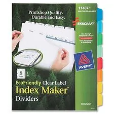 National Industries For the Blind 7530016006978 — SKILCRAFT 8-Tab Clear Label Index Maker Dividers - 8 Print-on Tab(s) - 8.5 Divider Width x 11 Divider Length - Letter - White Divider - 1 / Set