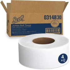 KIMBERLY CLARK 03148 — Scott JRT Jr Jumbo Roll Bath Tissue - 2 Ply - 3.50 x 1000 ft - 9 Roll Diameter - White - Fiber - 4 / Carton