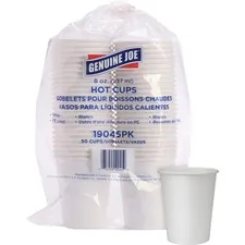 Genuine Joe GJO 19045CT — Joe Lined Disposable Hot Cups - 8 fl oz - 1000 / Carton - White - Polyurethane - Hot Drink