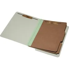 National Industries For the Blind 7530015907103 — SKILCRAFT Letter Recycled Classification Folder - 8 1/2 x 11 - 2 Expansion - 6 Fastener(s) - 2 Fastener Capacity for Folder, 1 Fastener Capacity for Divider - End Tab Location - 2 Divider(s) - Pressboard - Light Green - 100% Recycled - 10 / Box
