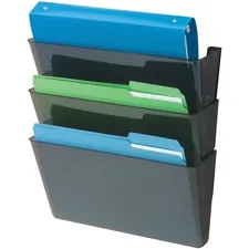 DEFLECTO DEF 93604 — Deflecto Sustainable DocuPocket Letter Black-3 pocket 50% Recycled Content - 3 Pocket(s) - 7 Height x 13 Width x 4 Depth - Stackable - 50% - Black - Plastic - 3 / Set