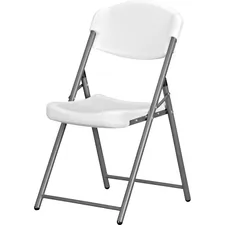 National Industries For the Blind 7105015766180 — SKILCRAFT Folding Chairs - High-density Polyethylene (HDPE) Seat - High-density Polyethylene (HDPE) Back - Metal Frame - Platinum - 4 / Carton