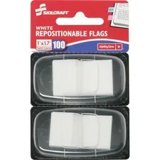 National Industries For the Blind 7510013152022 — SKILCRAFT Repositionable Self-stick Flags - 1 x 1.75 - Rectangle - White - Repositionable, Self-adhesive, Removable - 100 / Pack