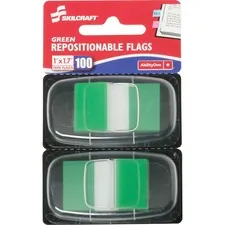 National Industries For the Blind 7510013152020 — SKILCRAFT Repositionable Self-stick Flags - 1 x 1.75 - Rectangle - Green - Repositionable, Self-adhesive, Removable - 100 / Pack
