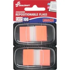 National Industries For the Blind 7510013152023 — SKILCRAFT Repositionable Self-stick Flags - 1 x 1.75 - Rectangle - Orange - Repositionable, Self-adhesive, Removable - 100 / Pack