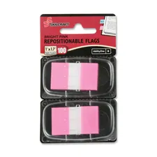 National Industries For the Blind 7510013991153 — SKILCRAFT Bright Self-stick Marker Flags - 1 x 1.75 - Rectangle - Bright Pink - Repositionable, Self-adhesive, Removable - 100 / Pack