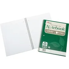 National Industries For the Blind 7530016002025 — SKILCRAFT Single - Subject Recycled Spiral Notebook - Letter - 100 Sheets - Wire Bound - Ruled Red Margin - 17 lb Basis Weight - 8 1/2 x 11 - White Paper - Acid-free, Micro Perforated, Easy Tear, Chlorine-free, Archival - Recycled - 3 / Pack