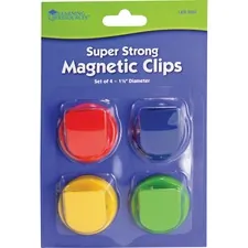 Learning Resources LRN LER2692 — Learning Resources Super Strong Magnetic Clips Set - 1.5 Diameter - 50 Sheet Capacity - for Whiteboard, Folder - 4 / Pack - Assorted
