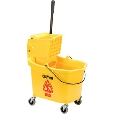 National Industries For the Blind 7920013433776 — SKILCRAFT Wet Mop Bucket/Wringer Combo - 35 quart - Durable, Rust Resistant, Corrosion Resistant - 36.5 x 15.3 x 21 - Plastic - Yellow - 1 / Set