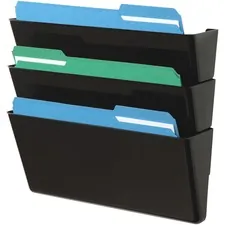 DEFLECTO DEF 73604 — Deflecto Stackable DocuPocket Set - 3 Pocket(s) - 7 Height x 13 Width x 4 Depth - Durable - Black - 1 / Each