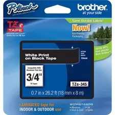 Brother TZE-345 — Brother P-touch TZe Laminated Label Tape - - DiameterTape - Black - Laminated - Easy to Read, Temperature Resistant, Customizable, Long Lasting, Peeling Resistant, Fade Resistant - 26.20 ft Roll Length - 1 Each