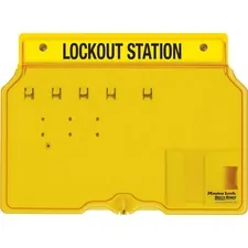 MASTER LOCK COMPANY MLK 1482B — Master Lock Unfilled Padlock Lockout Station with Cover - 4 x Padlock - 12.3 Height x 16 Width x 1.8 Depth - Impact Resistant, Heat Resistant, Lockable - Frame, Cover - Plastic - 1 Each