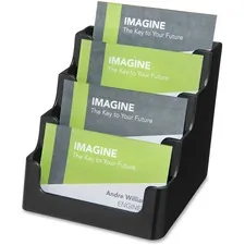 DEFLECTO DEF 90404 — Deflecto 4 Tier Business Card Holder - 3.5 x 3.9 x 4.1 x - Plastic - 1 Each - Black