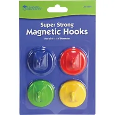 Learning Resources LRN LER2694 — Learning Resources Super Strong Magnetic Hooks Set - for Pocket Chart, Flip Book, Hall Pass, Decoration - Metal - Red, Blue, Green, Yellow - 4 / Pack