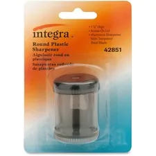 Integra ITA 42851 - Integra Handheld 1-hole Pencil Sharpener Canister - Desktop, Handheld - 1 Hole(s) - Plastic, Aluminum - Smoke - 1 Each