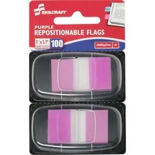 National Industries For the Blind 7510013158654 — SKILCRAFT Repositionable Self-stick Flags - 1 x 1.75 - Rectangle - Purple - Repositionable, Self-adhesive, Removable - 100 / Pack