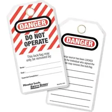 MASTER LOCK COMPANY MLK 497A — Master Lock Heavy-duty English Tags - 5.75 Length x 3 Width - Rectangular - 12 / Pack - Red