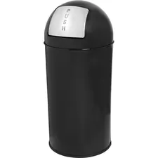 Genuine Joe GJO 58887 — Joe Push Open Round Top Receptacle - 12 gal Capacity - Round - 29.2 Height x 14.8 Diameter - Black - 1 Each