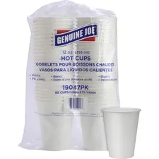 Genuine Joe GJO 19047 — Joe Polyurethane-lined Disposable Hot Cups - 12 fl oz - 50 / Pack - White - Polyurethane - Beverage, Hot Drink