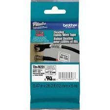Brother TZEFX231 — Brother Flexible Cable/Wire TZe ID Tape - 15/32 x 26 1/5 ft Length - Removable Adhesive - Rectangle - Thermal Transfer - White - 1 / Each