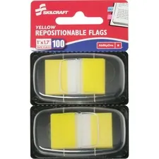 National Industries For the Blind 7510013152024 — SKILCRAFT Repositionable Self-stick Flags - 1 x 1.75 - Rectangle - Yellow - Repositionable, Self-adhesive, Removable - 100 / Pack