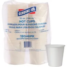 Genuine Joe GJO 19046CT — Joe Lined Disposable Hot Cups - 50 - 10 fl oz - 1000 / Carton - White - Polyurethane - Hot Drink