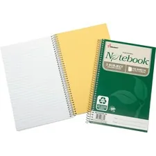 National Industries For the Blind 7530016002020 — SKILCRAFT Three-subject Spiral Notebook - 150 Sheets - Wire Bound - 17 lb Basis Weight - 6 x 9 1/2 - White Paper - Subject, Chlorine-free, Acid-free, Archival, Divider - Recycled - 3 / Pack