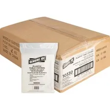 Genuine Joe GJO 10330CT - Joe Plastic Round Tablecovers - 84 Diameter - Plastic - Whit