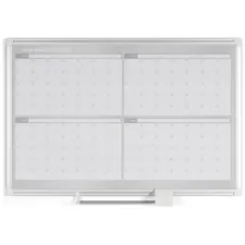 BI-SILQUE VISUAL COMMUNICATION PRODUCTS BVC GA05105830 — MasterVision Magnetic Gold Ultra 4 Month Planner - Monthly - 4 Month - Silver, White - Aluminum - 36 Height x 48 Width - Scratch Resistant, Ghost Resistant, Accessory Tray, Dry Erase Surface, Heavy Duty, Magnetic - 1 Each