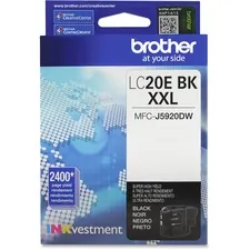 Brother LC20EBK — INKVESTMENT SUPER HIGH YIELD (XXL SERIES) BLACK INK CARTRIDGE (YIELDS APPROX. 2,