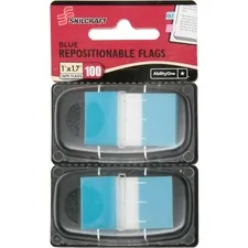 National Industries For the Blind 7510016211307 — SKILCRAFT Removable Self-stick Flags Dispenser - 100 x Bright Blue - 1 x 1.70 - Rectangle - Blue - Self-adhesive, Removable, Reusable - 100 / Pack