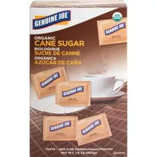 Genuine Joe GJO 70470 — Joe Turbinado Natural Cane Sugar Packets - 0 lb (0.2 oz) - Molasses Flavor - Natural Sweetener - 200/Box