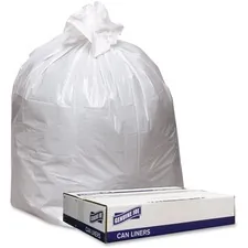 Genuine Joe GJO 3339W — Joe Low Density White Can Liners - 33 gal - 33 Width x 39 Length x 0.90 mil (23 Micron) Thickness - Low Density - White - 100/Carton - Industrial Trash