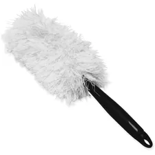 Genuine Joe GJO 90112 — Joe White & Green Microfiber Duster - 10 Handle Length - 1 Each - White, Green