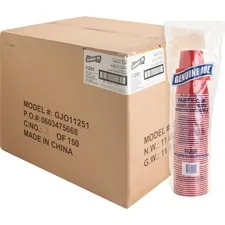 Genuine Joe GJO 11251CT — Joe 16 oz Plastic Party Cups - 50 - 16 fl oz - 1000 / Carton - Red - Plastic - Party, Cold Drink, Beverage