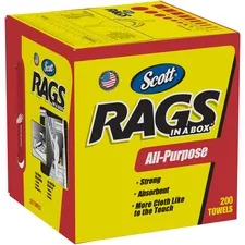 KIMBERLY CLARK KCC 75260CT — Scott Rags All-Purpose - Wipe - 10 Width x 13 Length - 200 / Box - 1600 / Carton - White