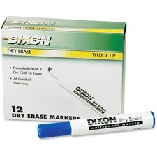 DIXON TICONDEROGA CO. DIX 92108 — Ticonderoga Dry Erase Whiteboard Markers - Broad, Fine Marker Point - Wedge Marker Point Style - Blue - 12 / Dozen