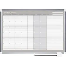 BI-SILQUE VISUAL COMMUNICATION PRODUCTS BVC GA0397830 — MasterVision MasterVision 2' Magnetic Gold Monthly Planner - Monthly, Daily, Weekly - 36 x 24 Sheet Size - White, Silver - Aluminum - Accessory Tray, Magnetic, Dry Erase Surface, Scratch Resistant, Ghost Resistant, Notes Area, Write on/Wipe off - 1 Each