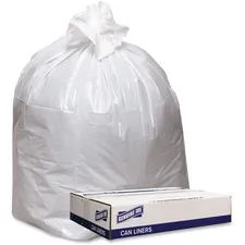Genuine Joe GJO 4347W — Joe Low Density White Can Liners - 56 gal - 43 Width x 47 Length x 0.90 mil (23 Micron) Thickness - Low Density - White - 100/Carton - Industrial Trash