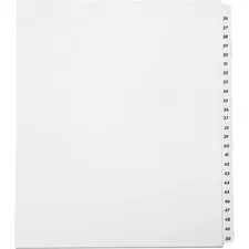 National Industries For the Blind 7530014072248 — SKILCRAFT Numeric 26-50 Table of Contents Sheets - 25 Printed Tab(s) - Digit - 26-50 - 8.5 Divider Width x 11 Divider Length - Letter - White Divider - 1 / Set