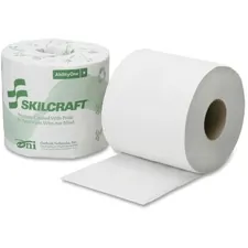 National Industries For the Blind 8540016308729 — SKILCRAFT 2-Ply PCF Individual Toilet Tissue Rolls - 2 Ply - 4 x 3.75 - 500 Sheets/Roll - White - Chlorine-free, Individually Wrapped, Embossed, Perforated, Eco-friendly, Septic Safe, Dye-free, Fragrance-free - 96 / Carton