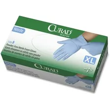 MEDLINE INDUSTRIES INC MII CUR9317 — Curad Powder-free Nitrile Disposable Exam Gloves - X-Large Size - Full-Textured Design - Nitrile - Blue - Powder-free, Disposable, Latex-free, Beaded Cuff, Non-sterile, Chemical Resistant - For Medical - 130 / Box - 9.50 Glove Length