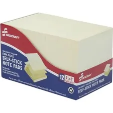 National Industries For the Blind 7530013526616 — SKILCRAFT 3 Yellow Fanfold Self-stick Note Pads - 3 x 3 - Square - Unruled - Yellow - Self-stick, Fanfold, Repositionable, Residue-free - 12 / Dozen