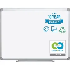 BI-SILQUE VISUAL COMMUNICATION PRODUCTS BVC MA0507790 — MasterVision EasyClean Dry-erase Board - 36 (3 ft) Width x 48 (4 ft) Height - White Aluminum Surface - Silver Frame - 1 Each