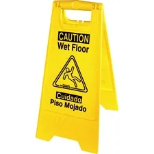 Genuine Joe GJO 85117 — Joe Universal Graphic Wet Floor Sign - 1 Each - Wet Floor Print/Message - Foldable - Yellow