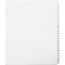 National Industries For the Blind 7530014072250 — SKILCRAFT 1-25 Numeric Tab Divider Sheets - 25 Printed Tab(s) - Digit - 1-25 - 8.5 Divider Width x 11 Divider Length - Letter - White Divider - Clear Mylar Tab(s) - 1 / Set