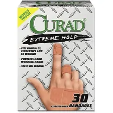 MEDLINE INDUSTRIES INC MII CUR14924RB — Curad Extreme Hold Assorted Bandages - 30/Box - Tan - Fabric